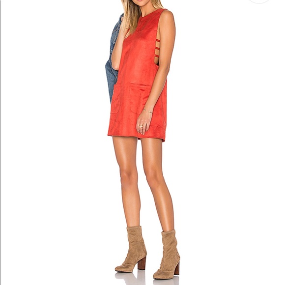 Tularosa Red faux suede dress size M red color - Picture 2 of 8